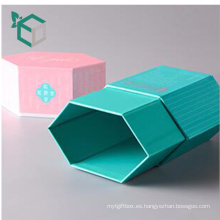 17 años de experiencia personalizada azul fresco color rosa impresión rígida forma de hexágono lápiz caja de regalo de embalaje